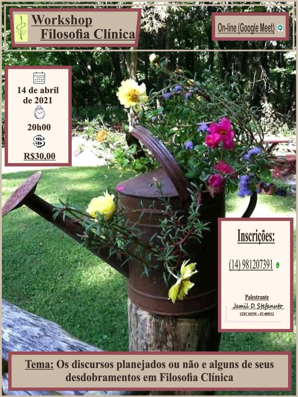 Workshop Filosofia Clínica com Filósofo Clínico Jamil D. Stefanuto – ANFIC